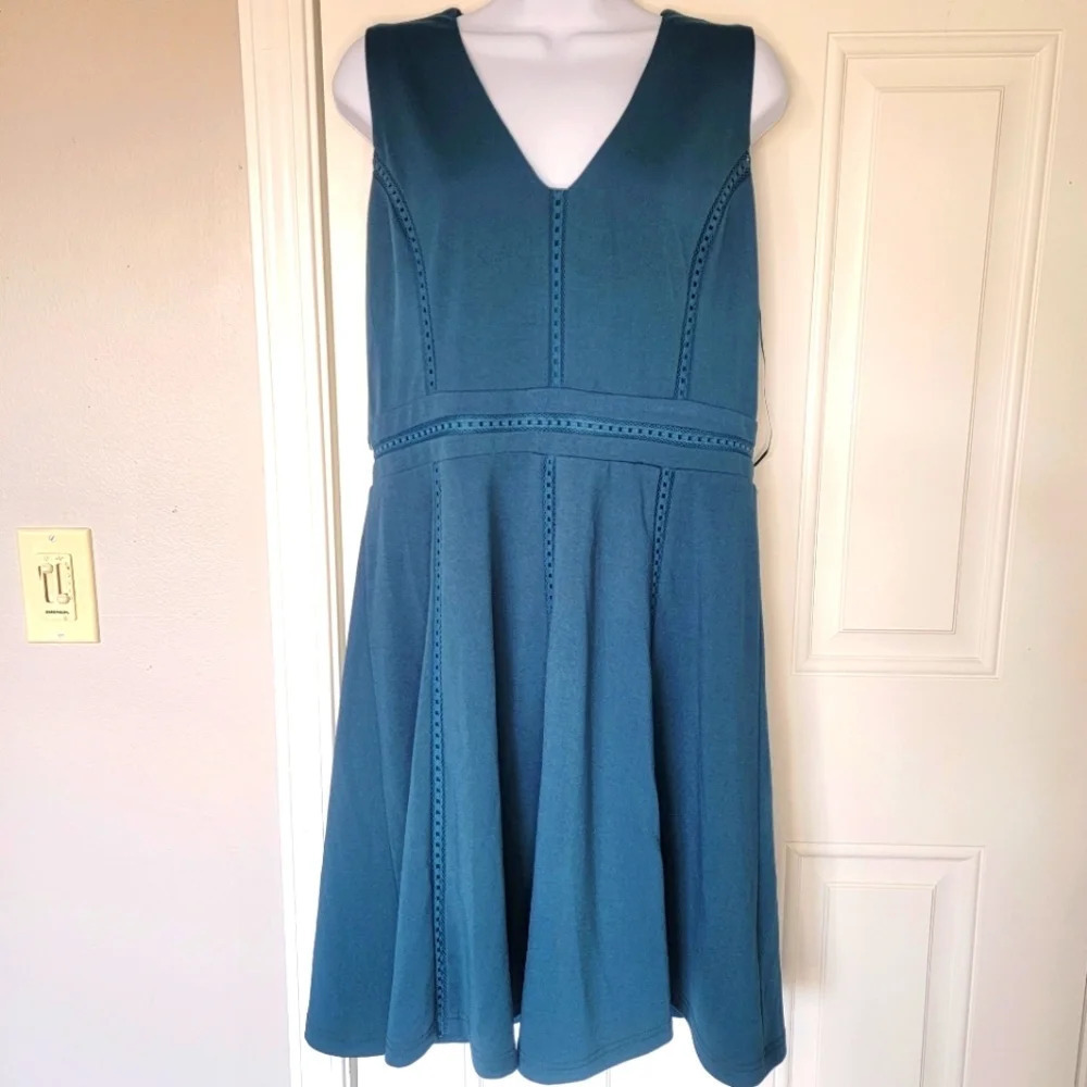 NWT Adalyn Rae Anita Lattice Detail Knit Dress Teal Wedding Size XL